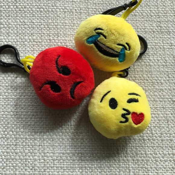 Mini Plush Emoji Key Chain Ornament Bundle of 3 - Picture 5 of 5
